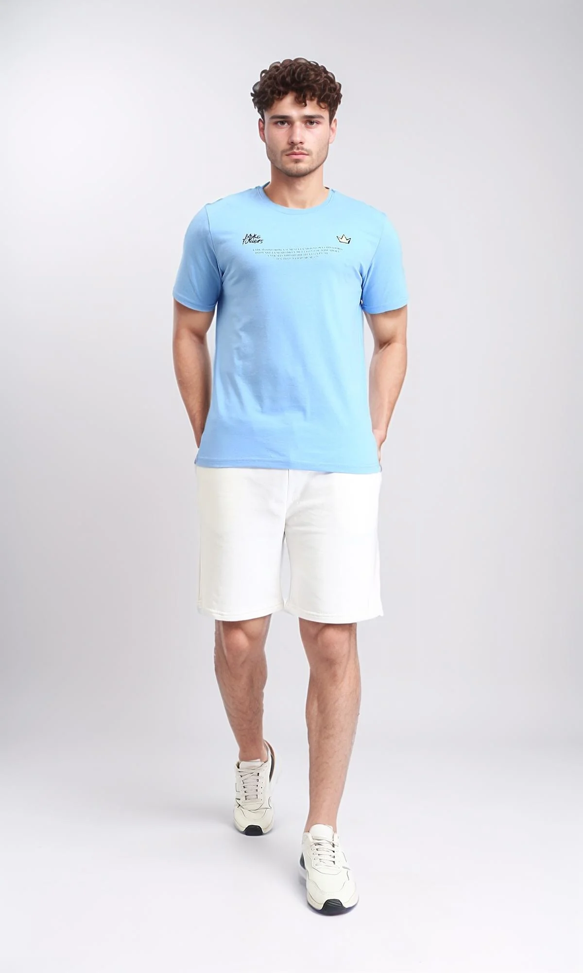 O203117 - Short Sleeves Regular Fit Tee - Light Blue - Image 4