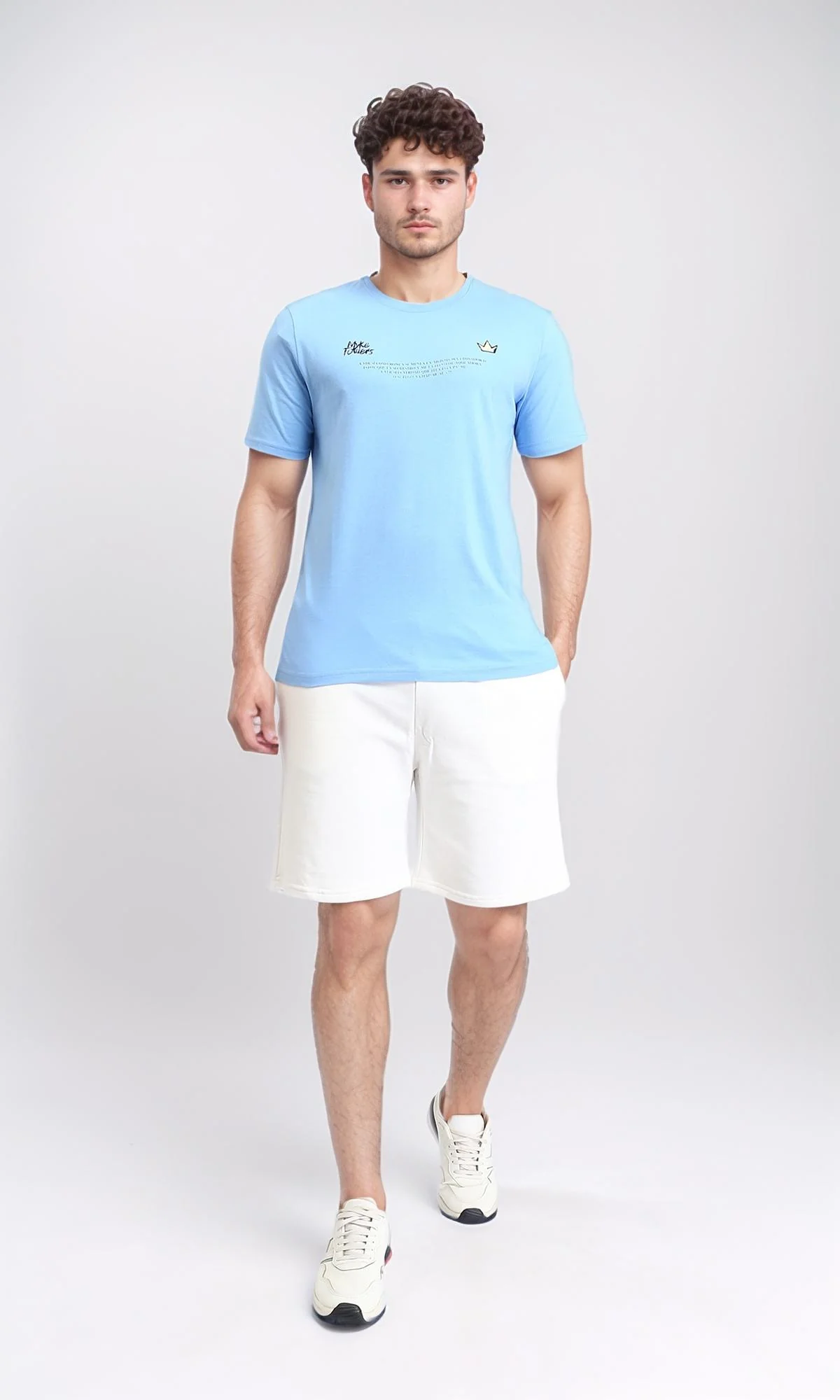 O203117 - Short Sleeves Regular Fit Tee - Light Blue - Image 5