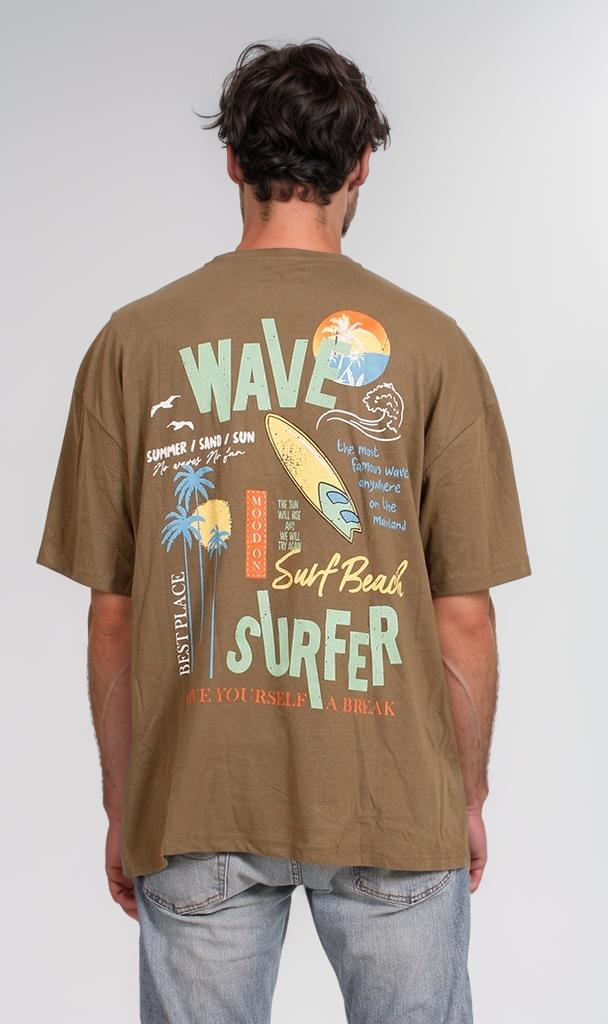 O203119 - Graphic Surf T-Shirt – Olive Green - Image 2