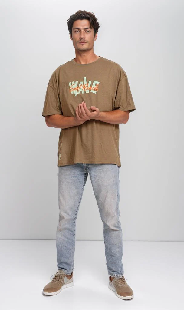 O203119 - Graphic Surf T-Shirt – Olive Green - Image 4