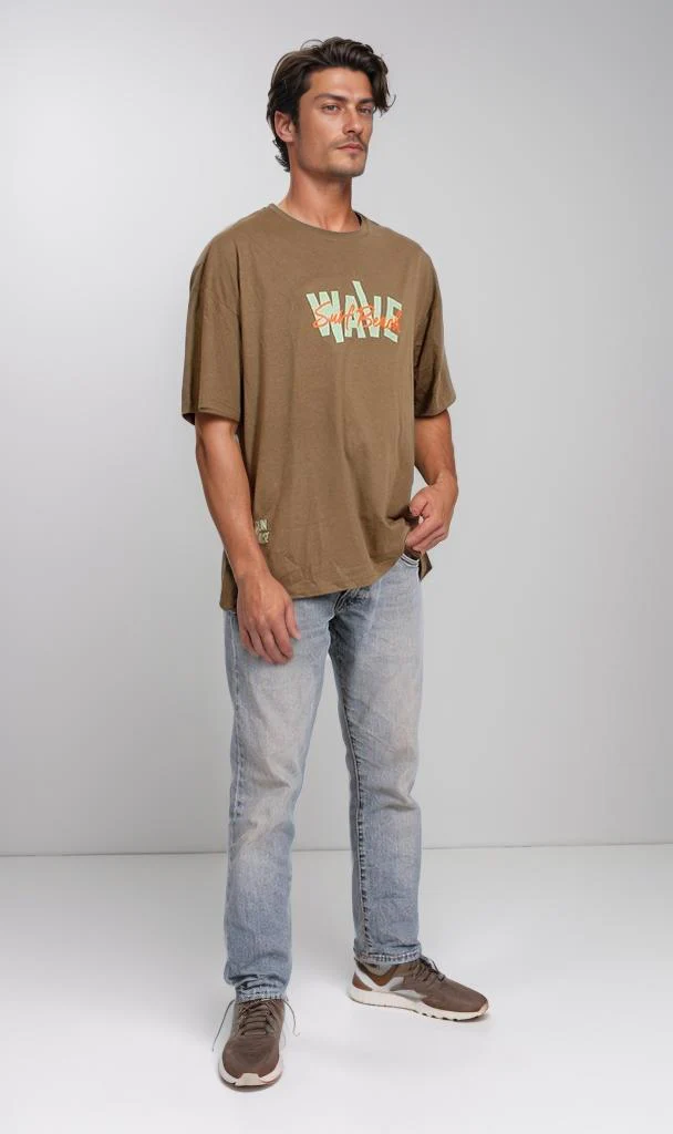 O203119 - Graphic Surf T-Shirt – Olive Green - Image 5