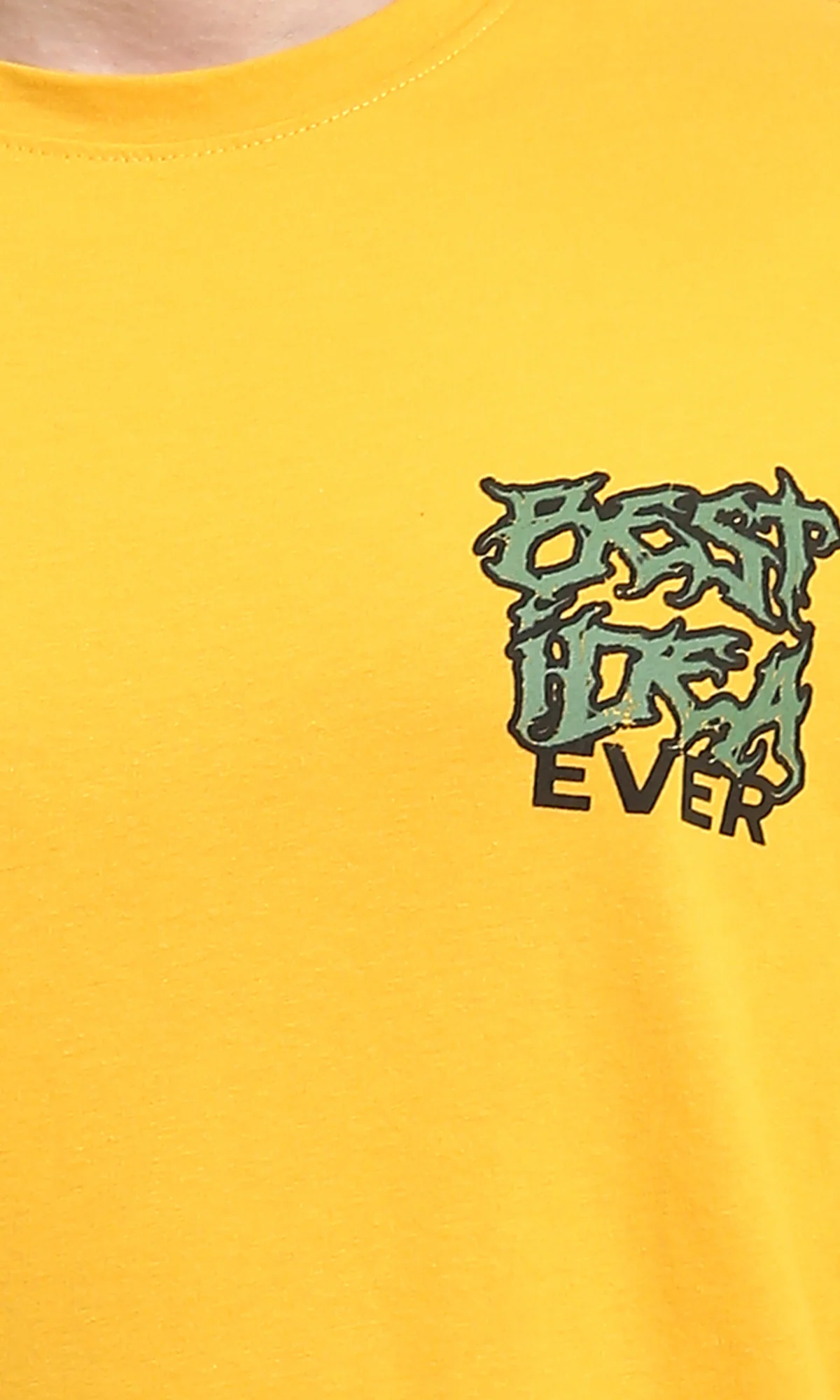 O203130 - Crew Neck Slip On Casual Tee - Mustard - Image 3