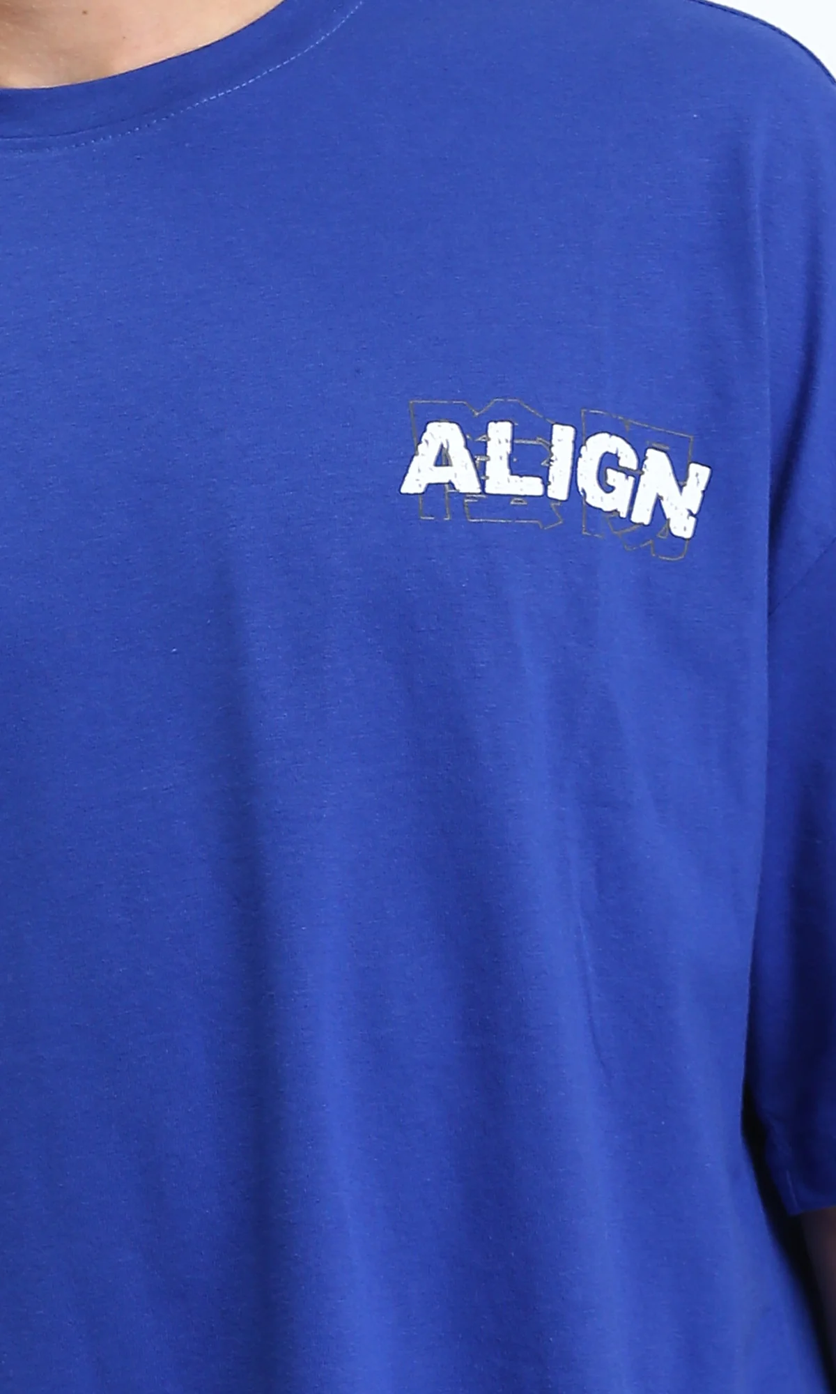 O203142 - "ALIGN" Elbow Sleeves Cotton Tee - Blue - Image 3