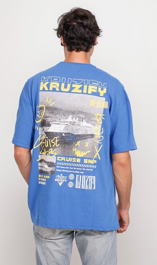O203143 - Kruzify Oversized Graphic T-Shirt – Royal Blue - Image 2