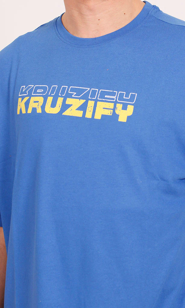 O203143 - Kruzify Oversized Graphic T-Shirt – Royal Blue - Image 3