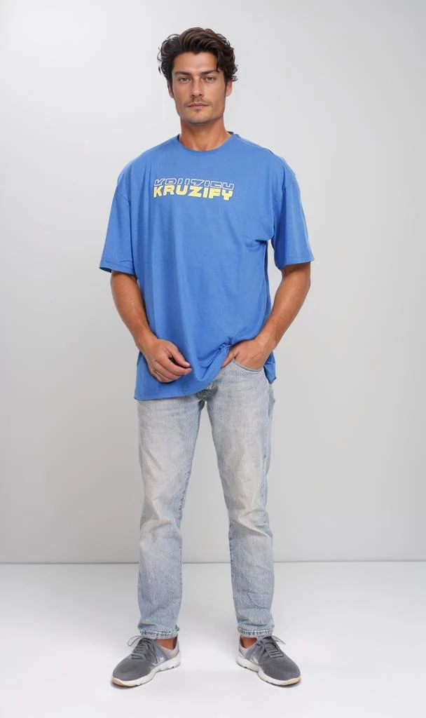 O203143 - Kruzify Oversized Graphic T-Shirt – Royal Blue - Image 4
