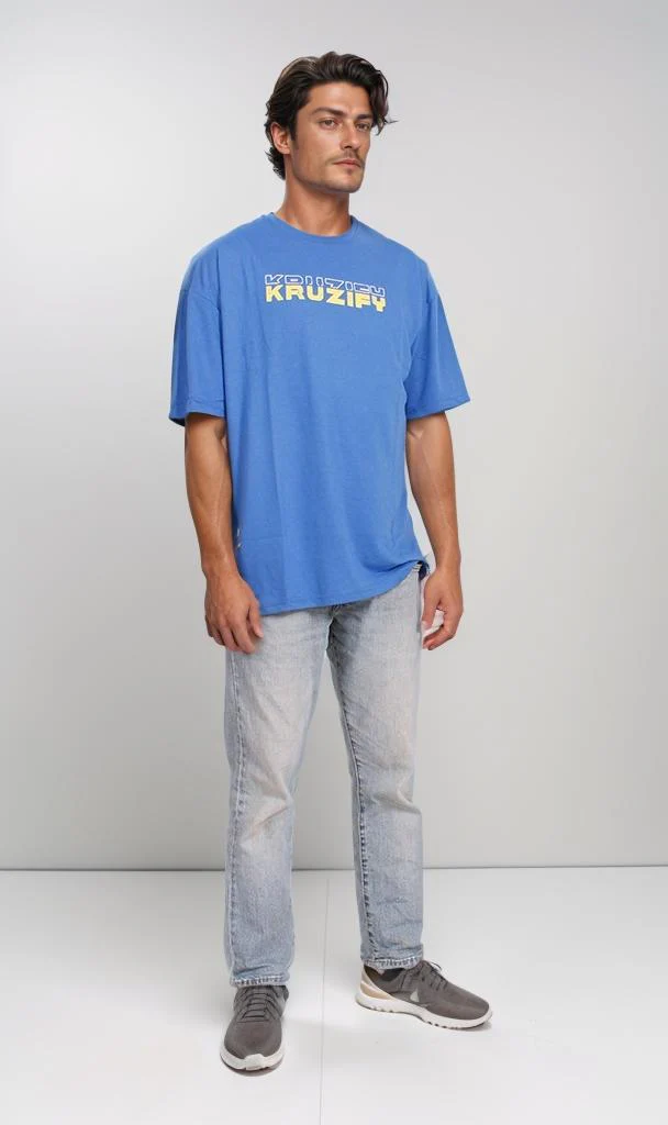 O203143 - Kruzify Oversized Graphic T-Shirt – Royal Blue - Image 5