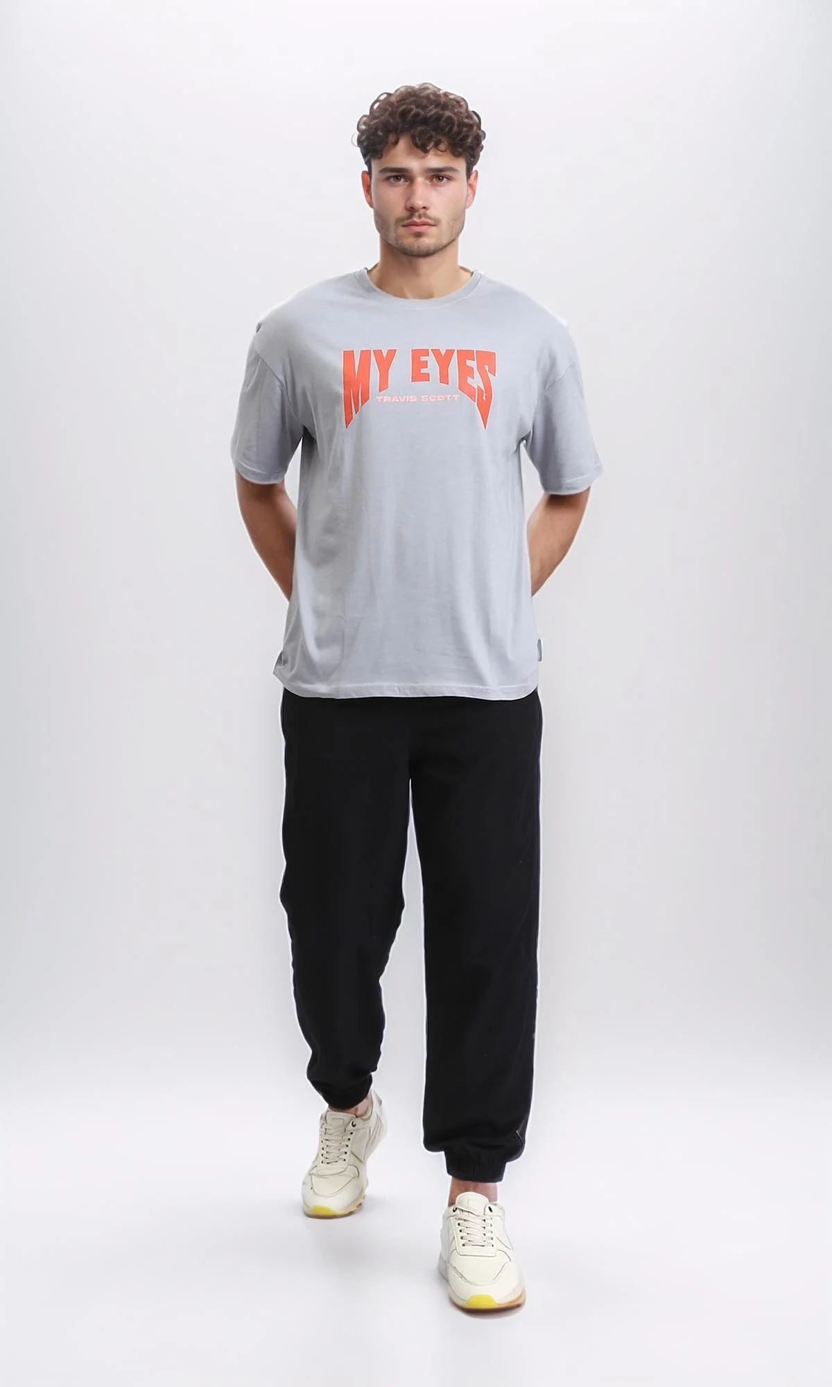 O203147 - Slip On Printed Summer Tee - Light Grey - Image 4