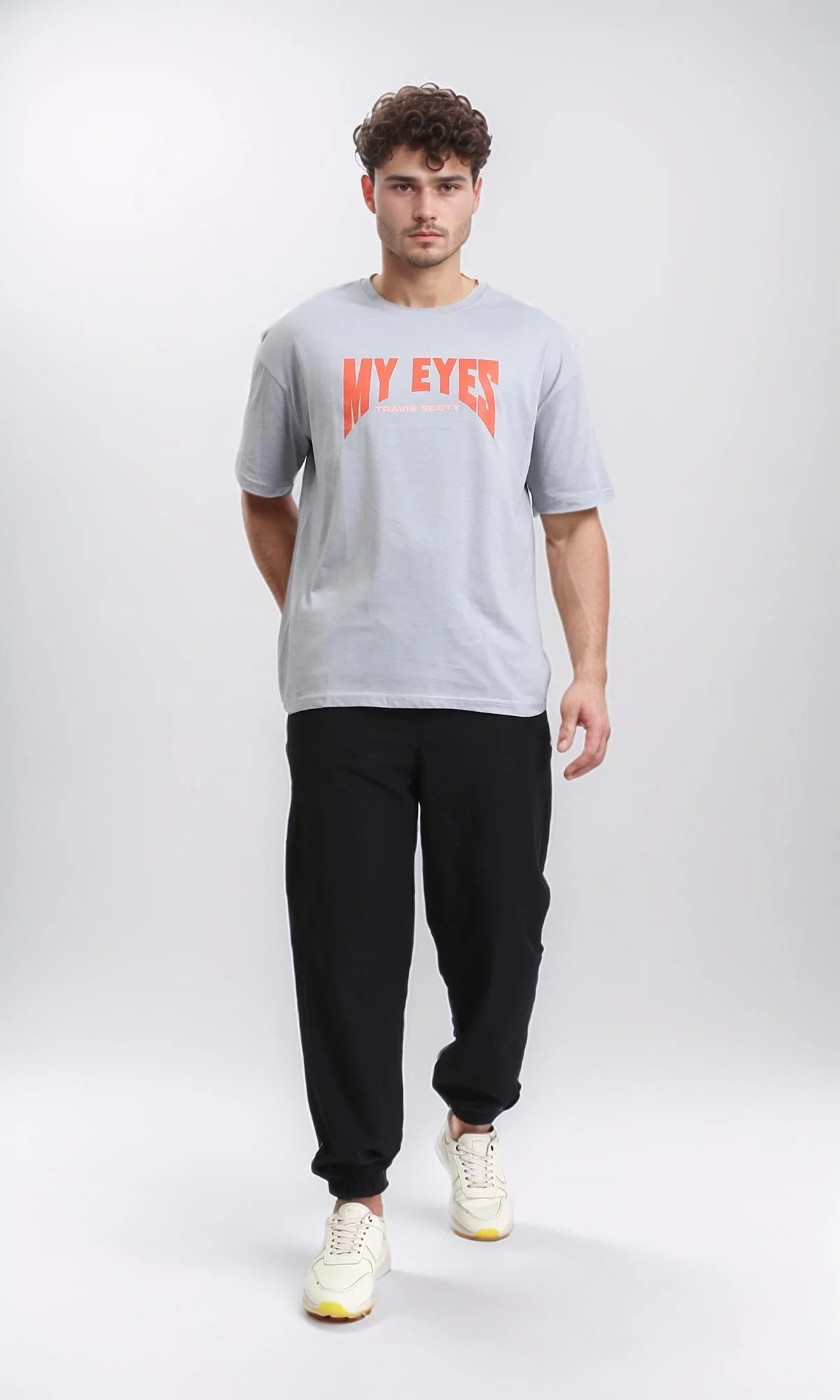 O203147 - Slip On Printed Summer Tee - Light Grey - Image 5