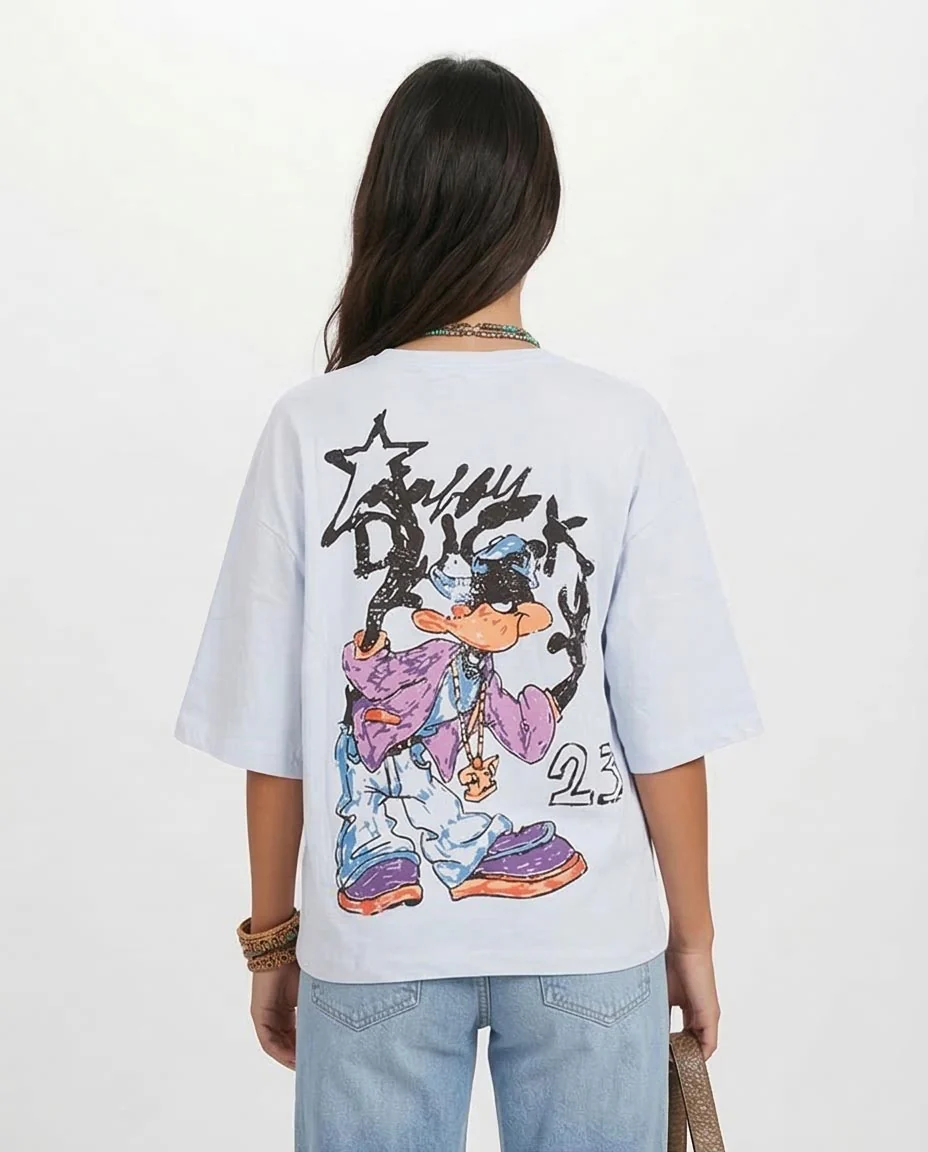 Ravin Unisex Ice Blue "23" Street-Art Oversized Tee - O203150 - Image 2