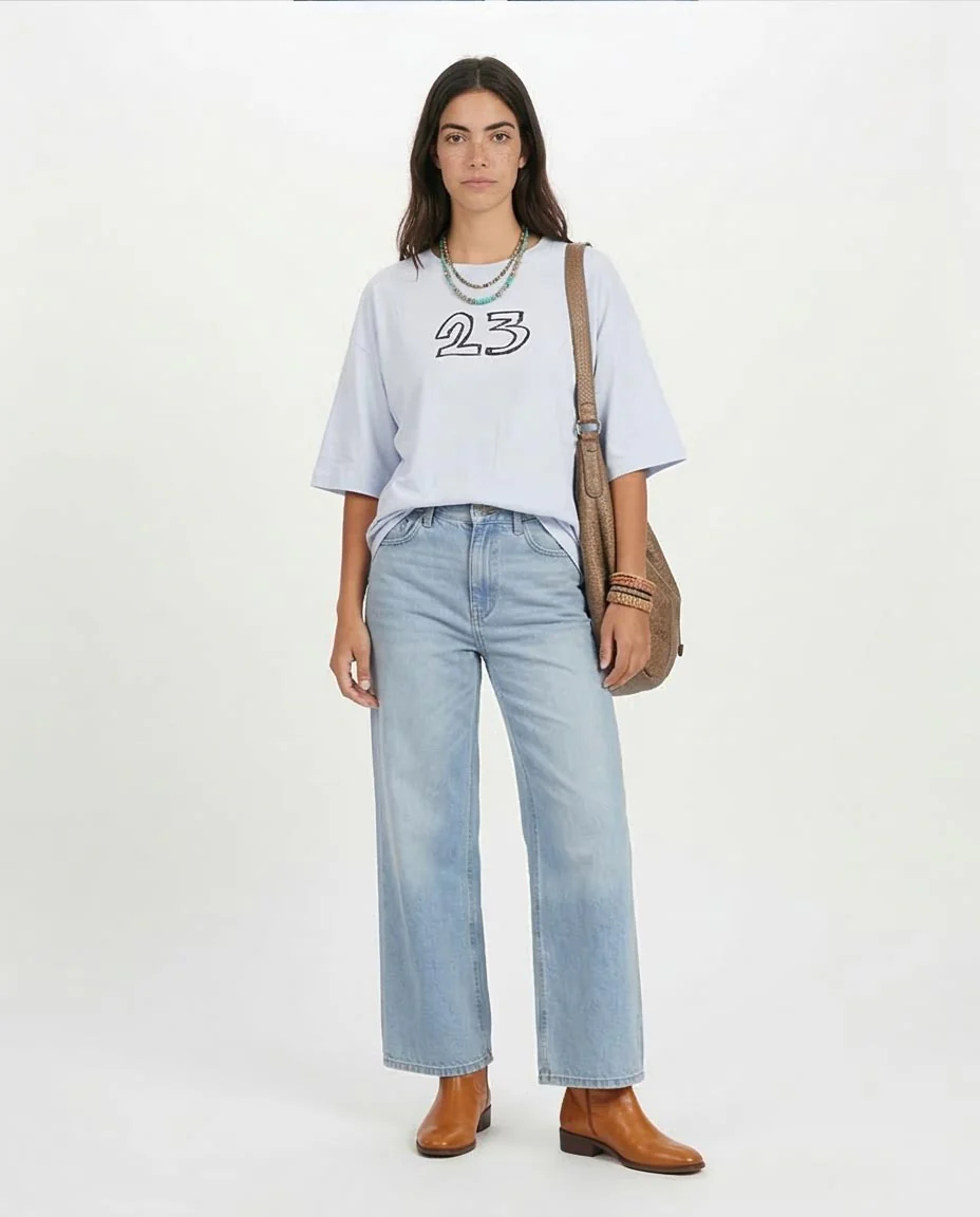 Ravin Unisex Ice Blue "23" Street-Art Oversized Tee - O203150 - Image 3