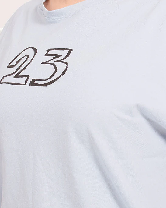 Ravin Unisex Ice Blue "23" Street-Art Oversized Tee - O203150 - Image 4