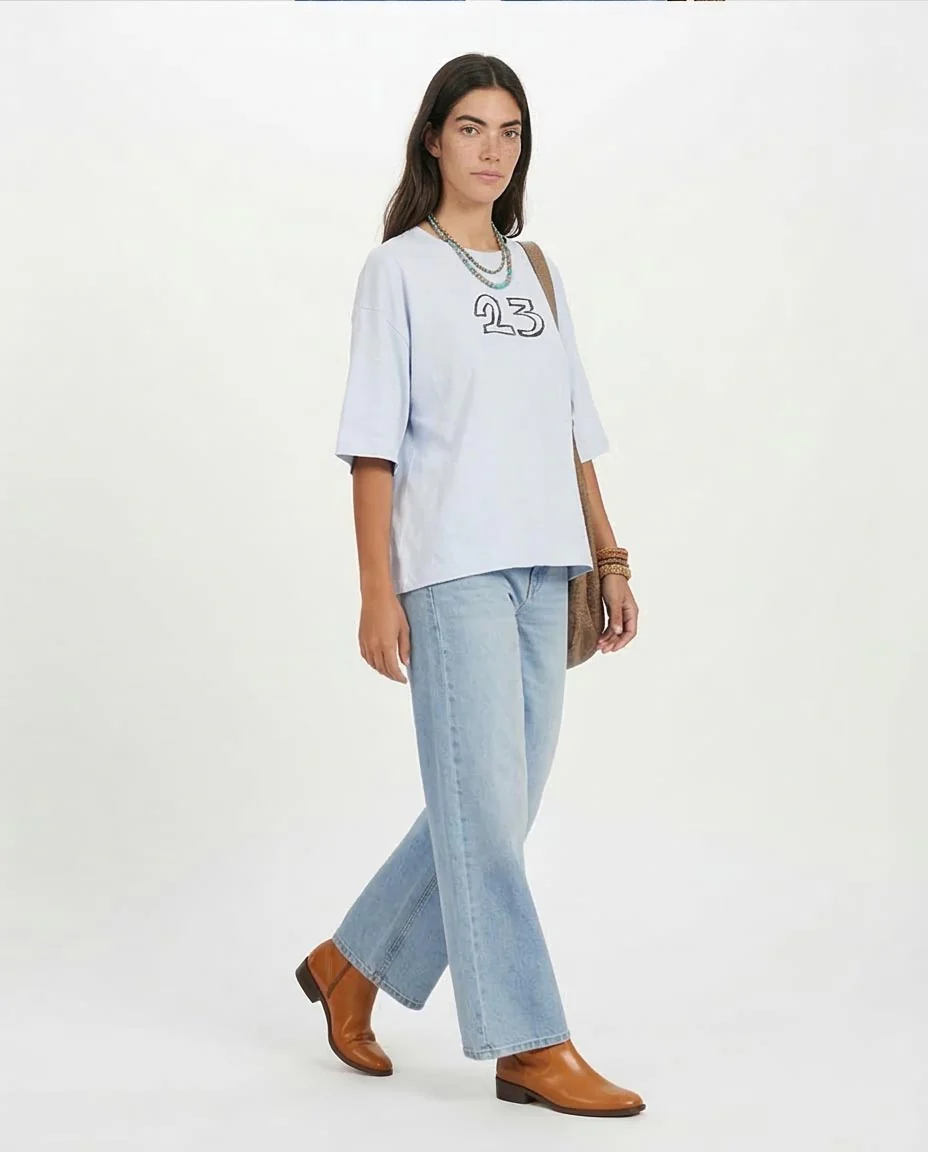 Ravin Unisex Ice Blue "23" Street-Art Oversized Tee - O203150 - Image 5