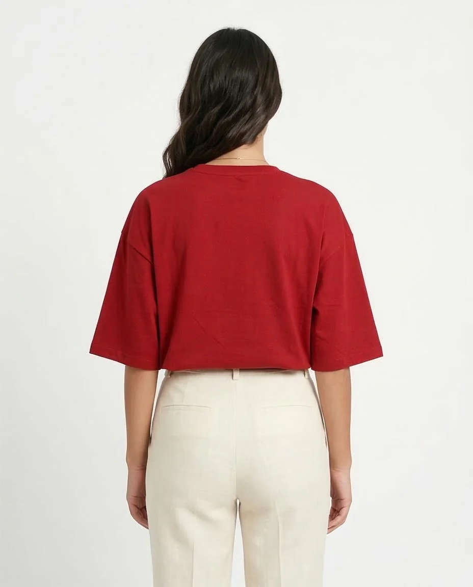 Ravin Oversized Crimson Tee - Everyday Comfort & Modern Style - O203153 - Image 2