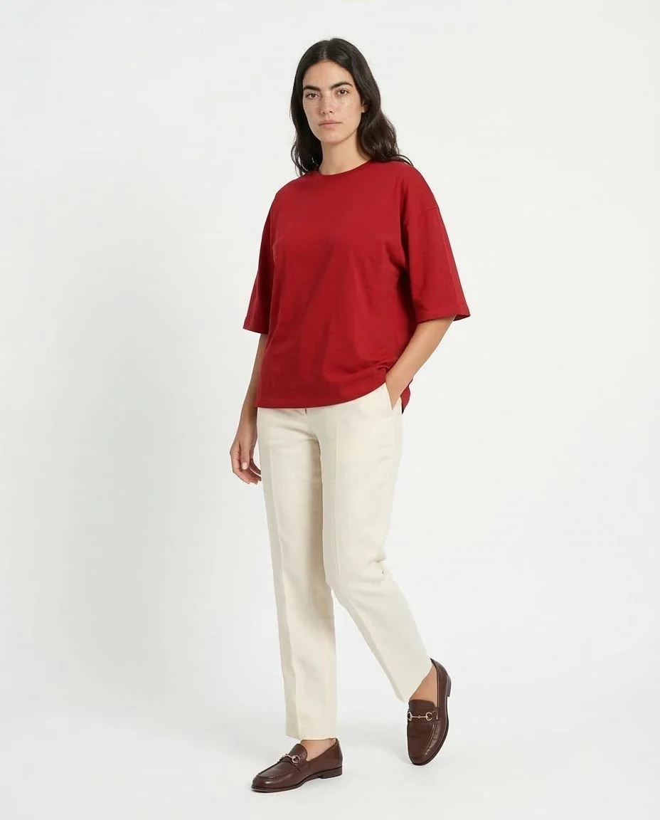 Ravin Oversized Crimson Tee - Everyday Comfort & Modern Style - O203153 - Image 5