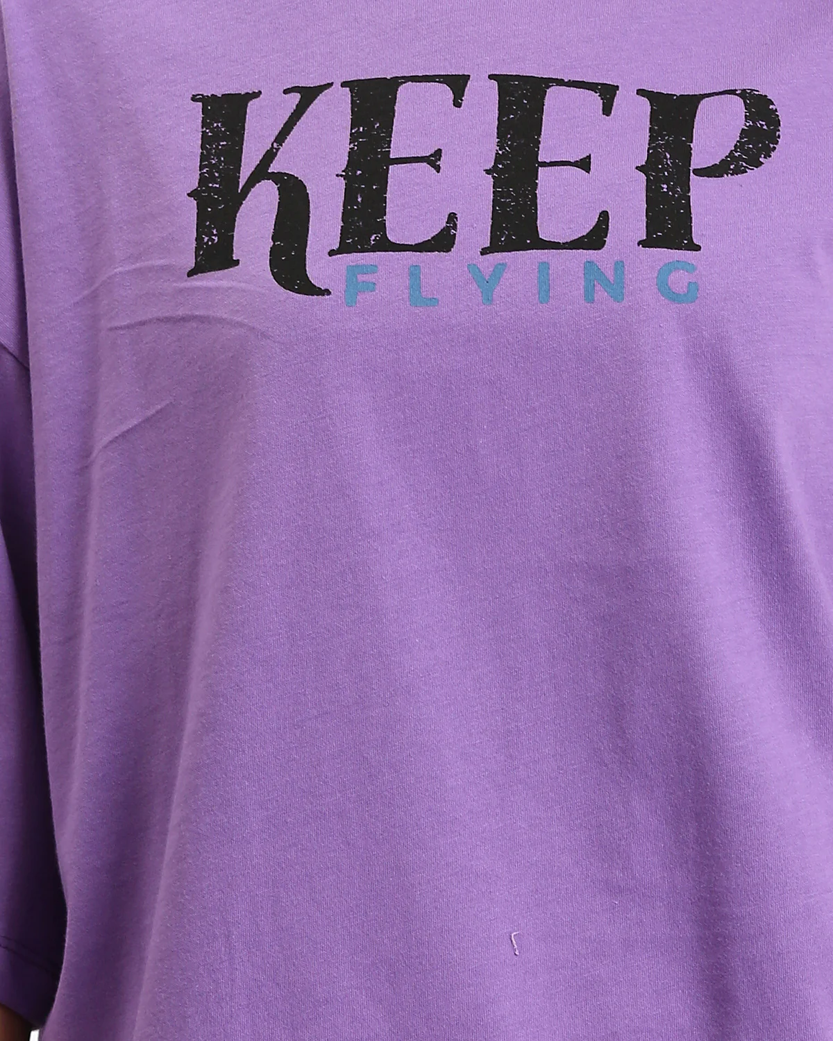 Ravin Purple Oversized 'KEEP FLYING' Graphic T-shirt for Women with Butterfly and Globe Back Print - O203157 - Image 4