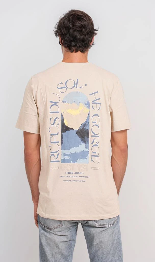 O203195 - Minimalist Sunset Graphic T-Shirt – Beige - Image 2