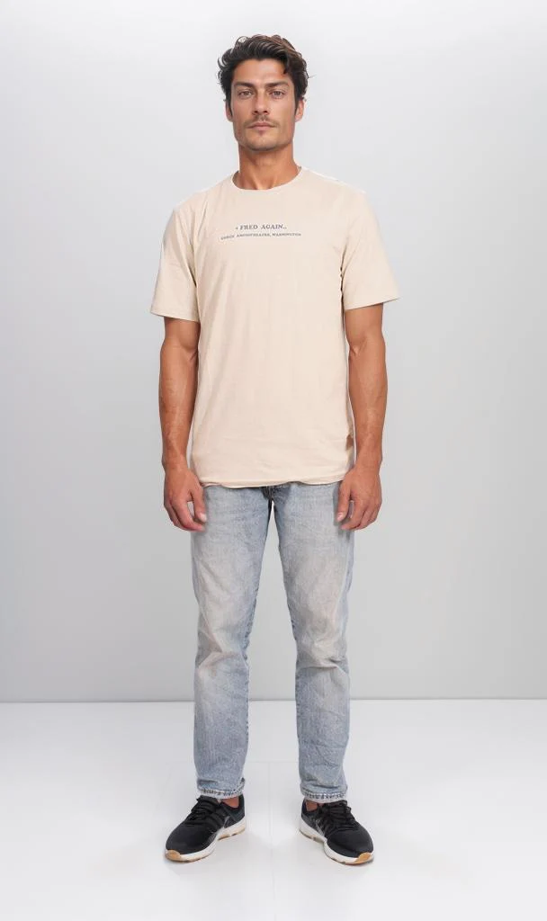 O203195 - Minimalist Sunset Graphic T-Shirt – Beige - Image 4