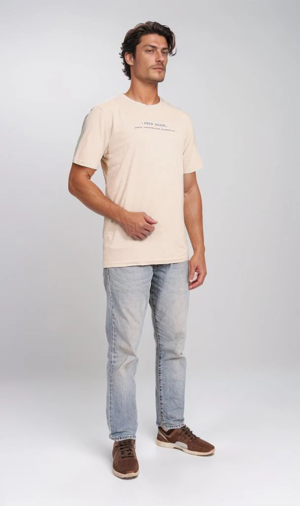 O203195 - Minimalist Sunset Graphic T-Shirt – Beige - Image 5
