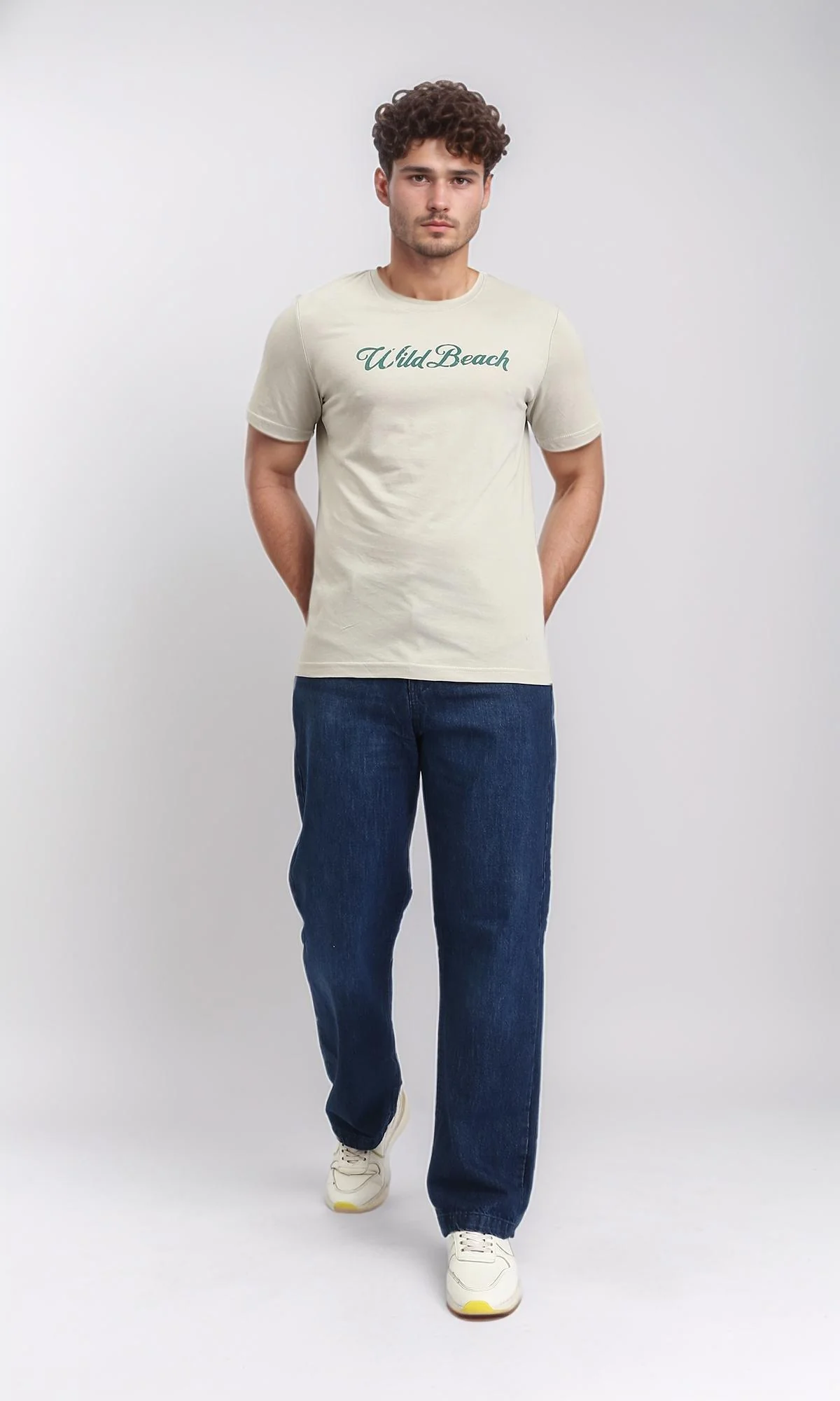 O203197 - Vintage Surf Graphic T-Shirt – Beige - Image 4