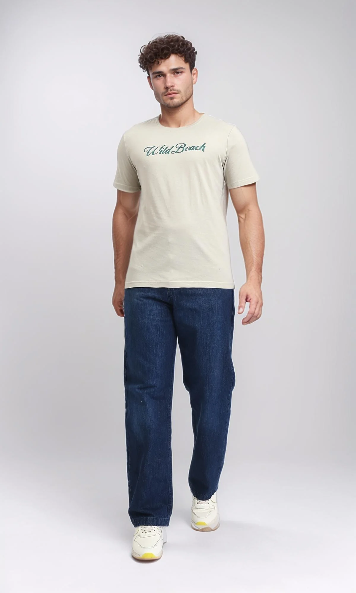 O203197 - Vintage Surf Graphic T-Shirt – Beige - Image 5