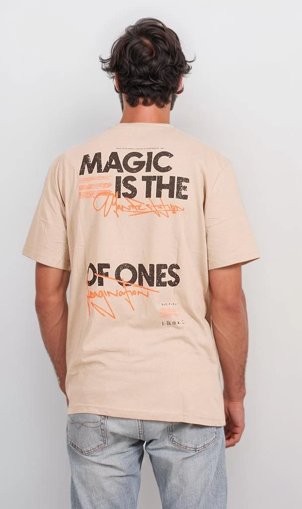 O203203 - Magic of Ones Typography T-Shirt – Beige - Image 2