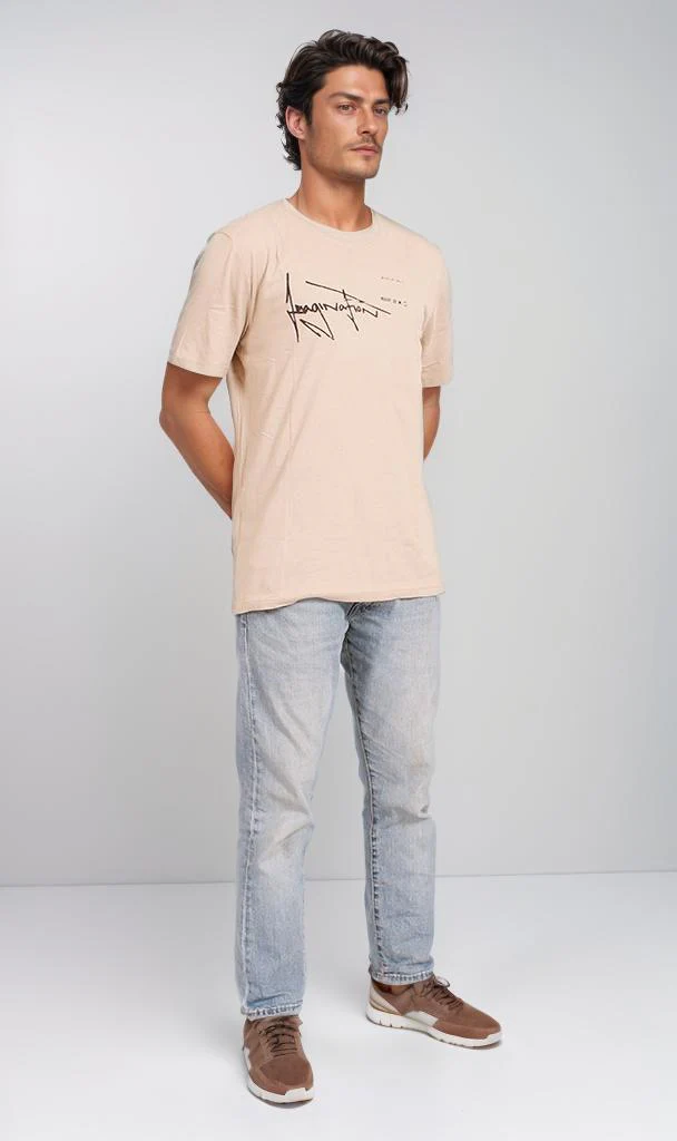 O203203 - Magic of Ones Typography T-Shirt – Beige - Image 5