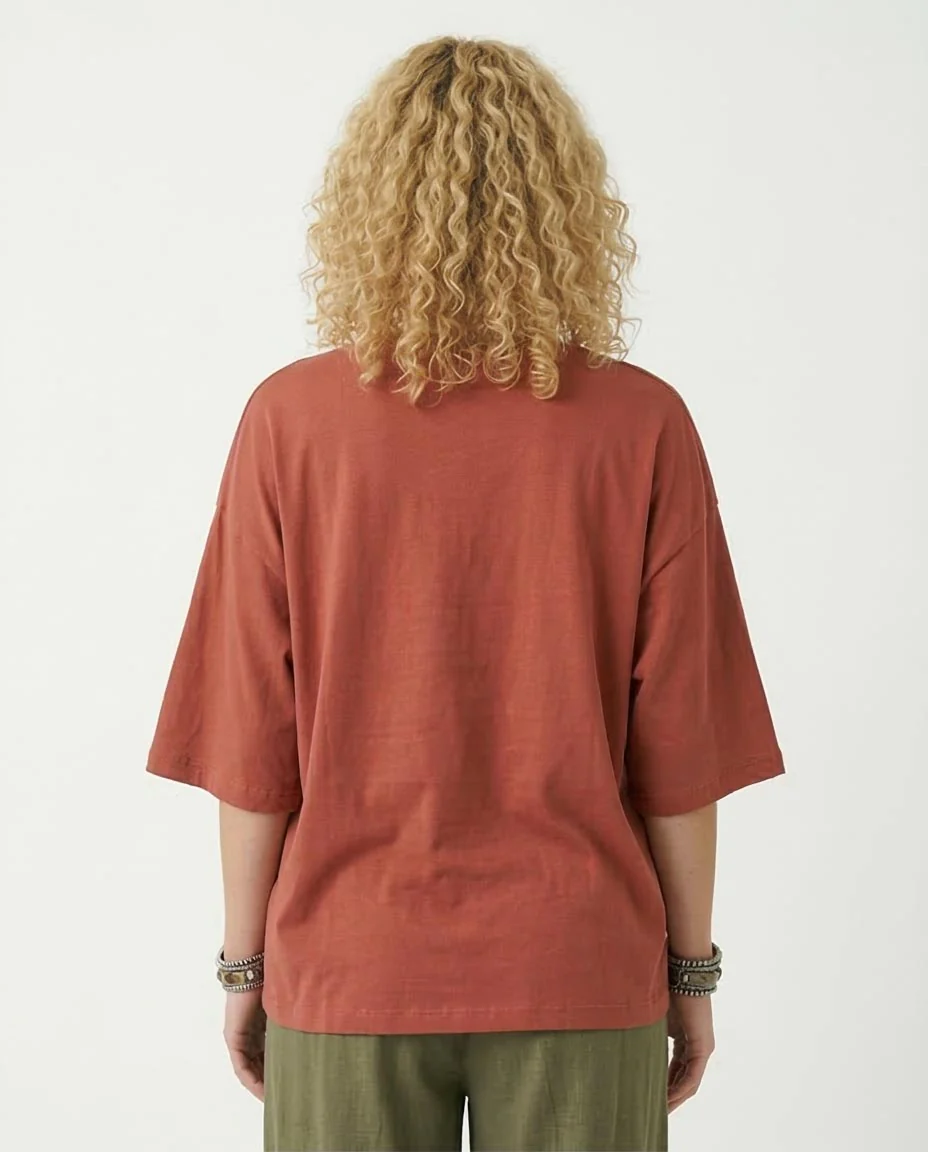 Ravin Oversized "California Beach" Graphic T-Shirt in Terracotta - O203223 - Image 2