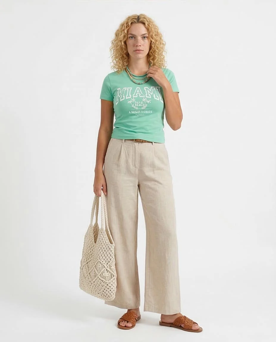 Ravin Women's Miami Graphic Slim-Fit Tee – Mint Green - O203227 - Image 3