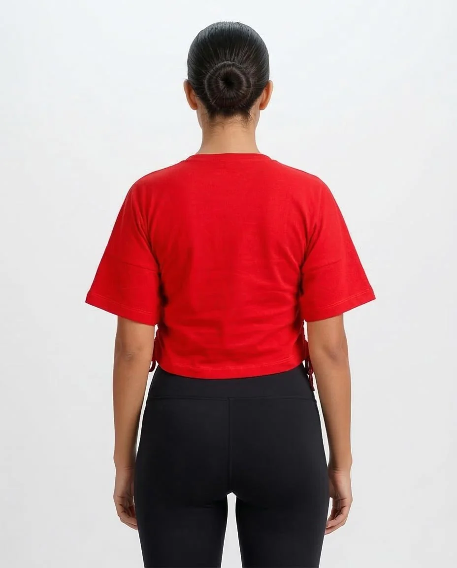 Ravin Women's Detroit Graphic Side-Cinch Cropped T-Shirt – Red - O203228 - Image 2