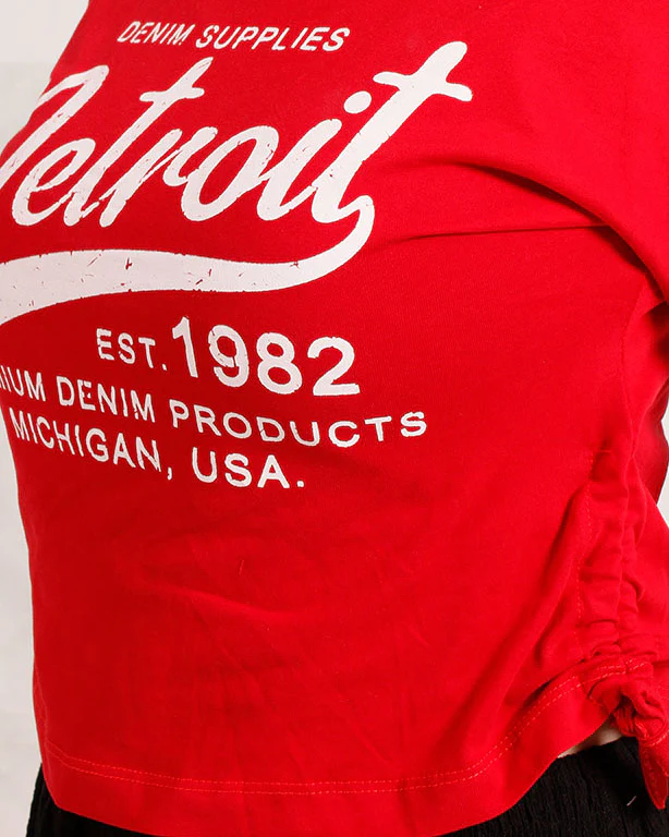 Ravin Women's Detroit Graphic Side-Cinch Cropped T-Shirt – Red - O203228 - Image 4