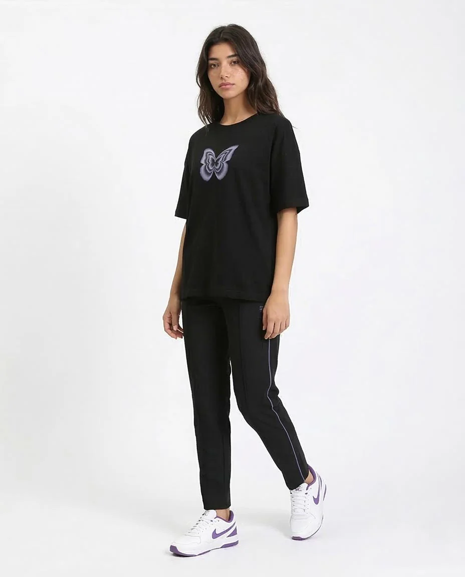 Ravin Butterfly Aura Oversized Graphic T-Shirt – Black - O203253 - Image 5
