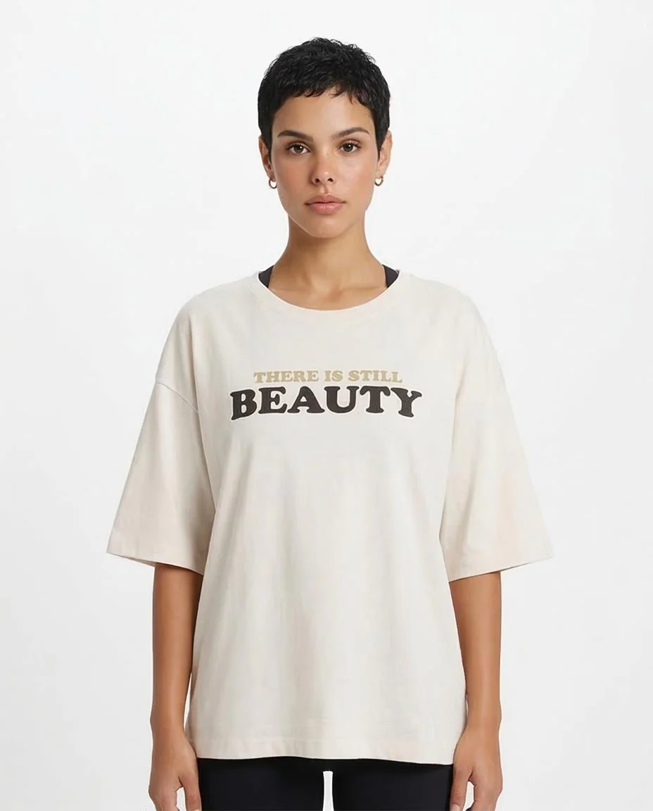 Ravin "Still Beauty" Oversized Graphic T-Shirt – Cream - O203254