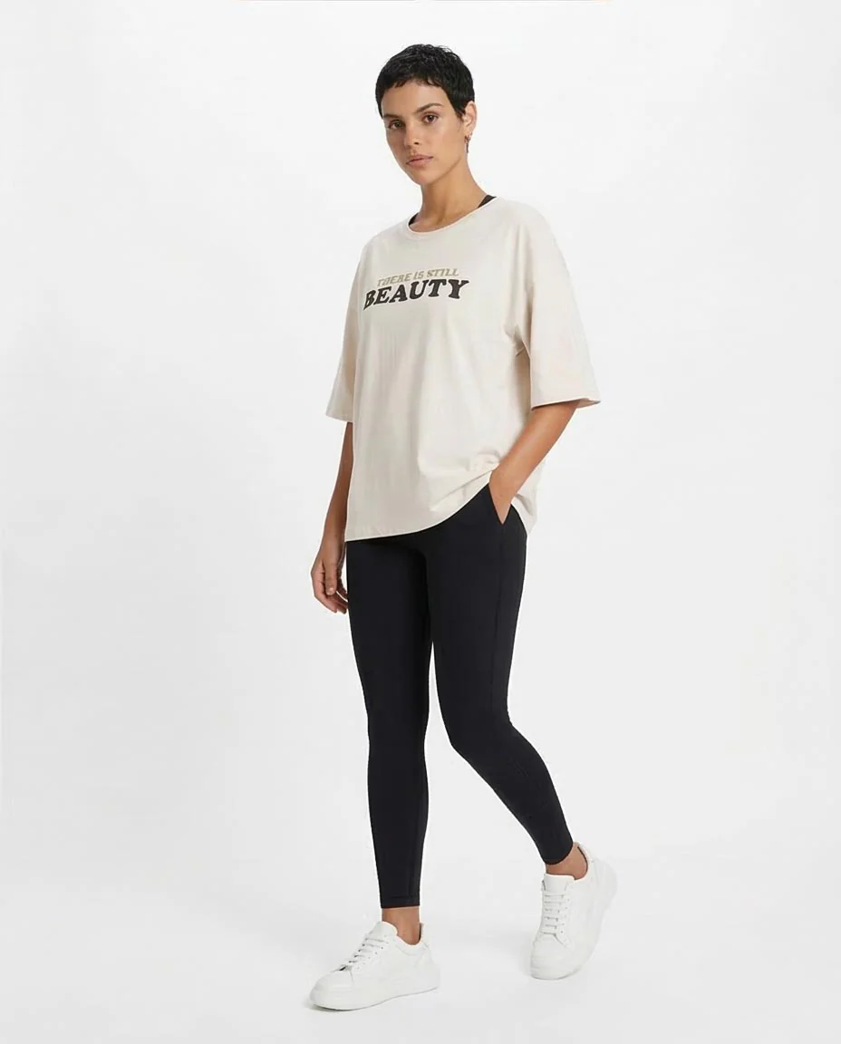 Ravin "Still Beauty" Oversized Graphic T-Shirt – Cream - O203254 - Image 5