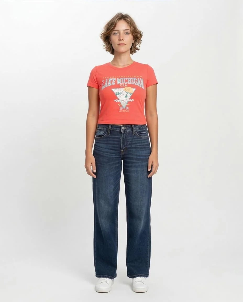 Ravin Women's Lake Michigan Graphic Cropped T-Shirt - Coral - O203256 - Image 3
