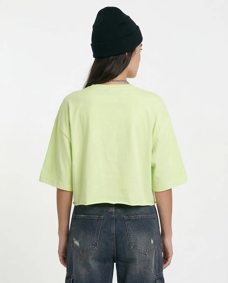 Ravin Women’s "Live with Passion" Boxy Cropped Graphic T-Shirt – Lime Green - O203340 - Image 2