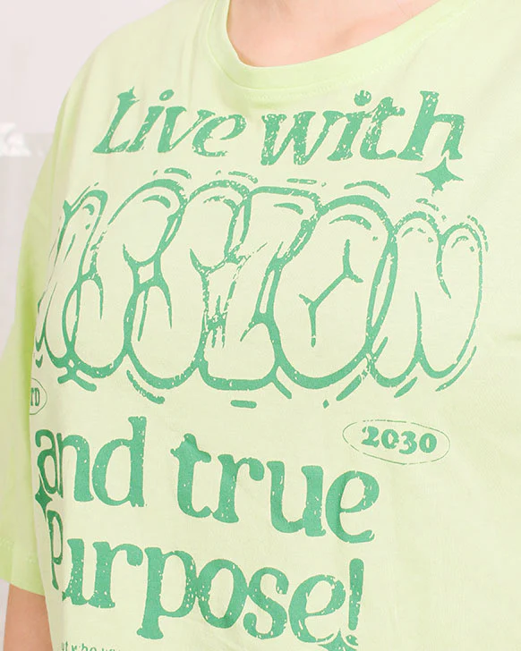 Ravin Women’s "Live with Passion" Boxy Cropped Graphic T-Shirt – Lime Green - O203340 - Image 4