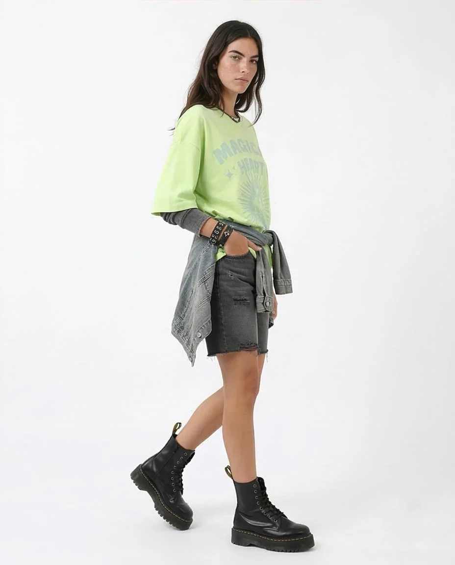 Ravin Oversized "Magical Heart" Graphic Tee in Lime Green - O203515 - Image 5