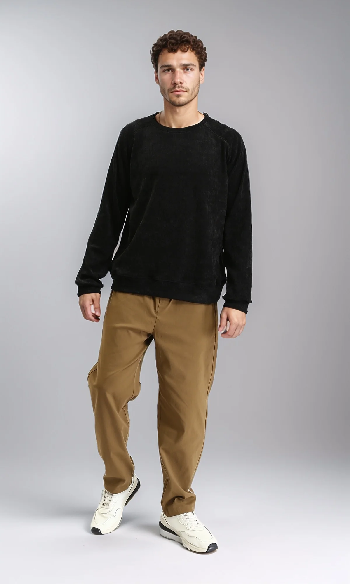 O204259 - Solid Slip On Casual Pants with Hem - Dark Camel - Image 4