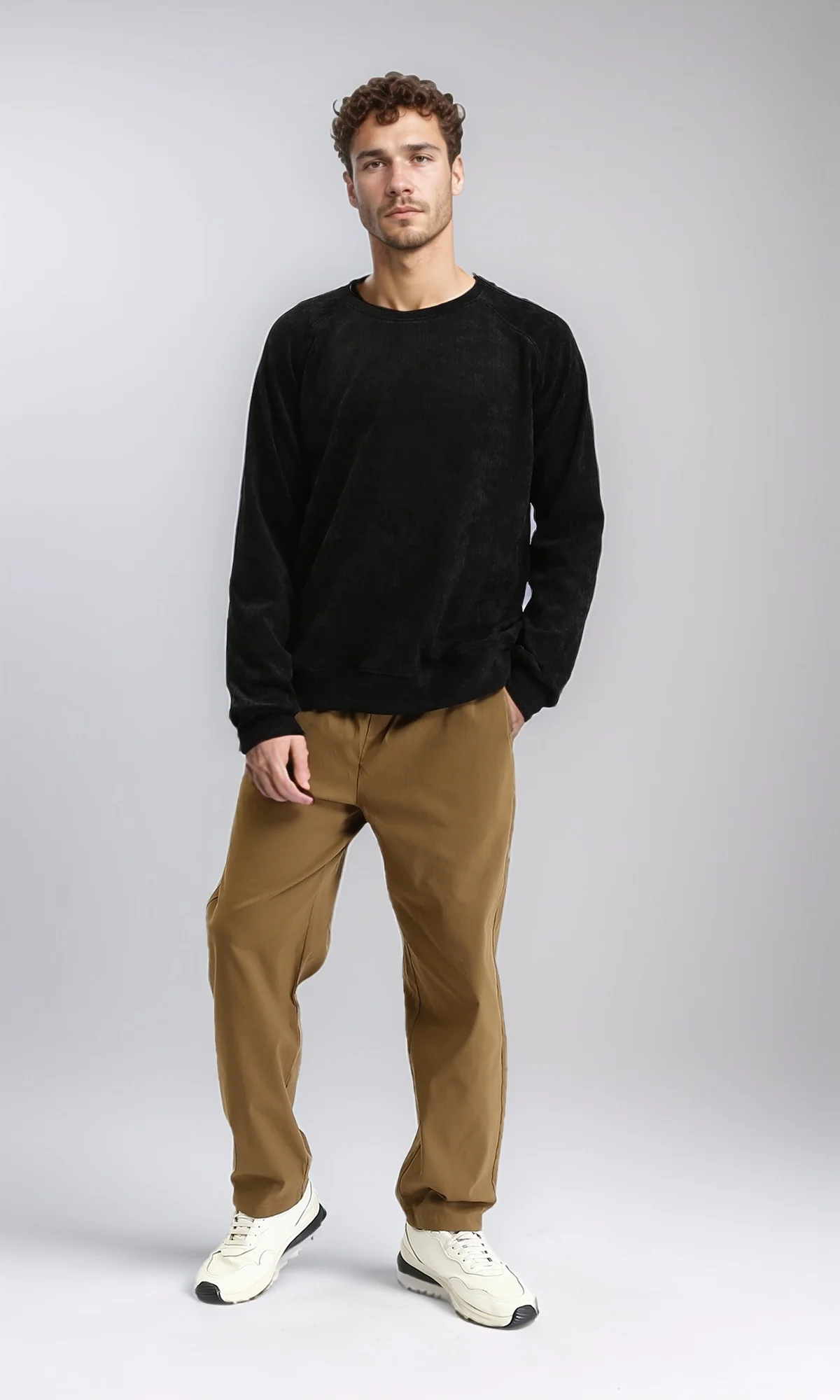 O204259 - Solid Slip On Casual Pants with Hem - Dark Camel - Image 5