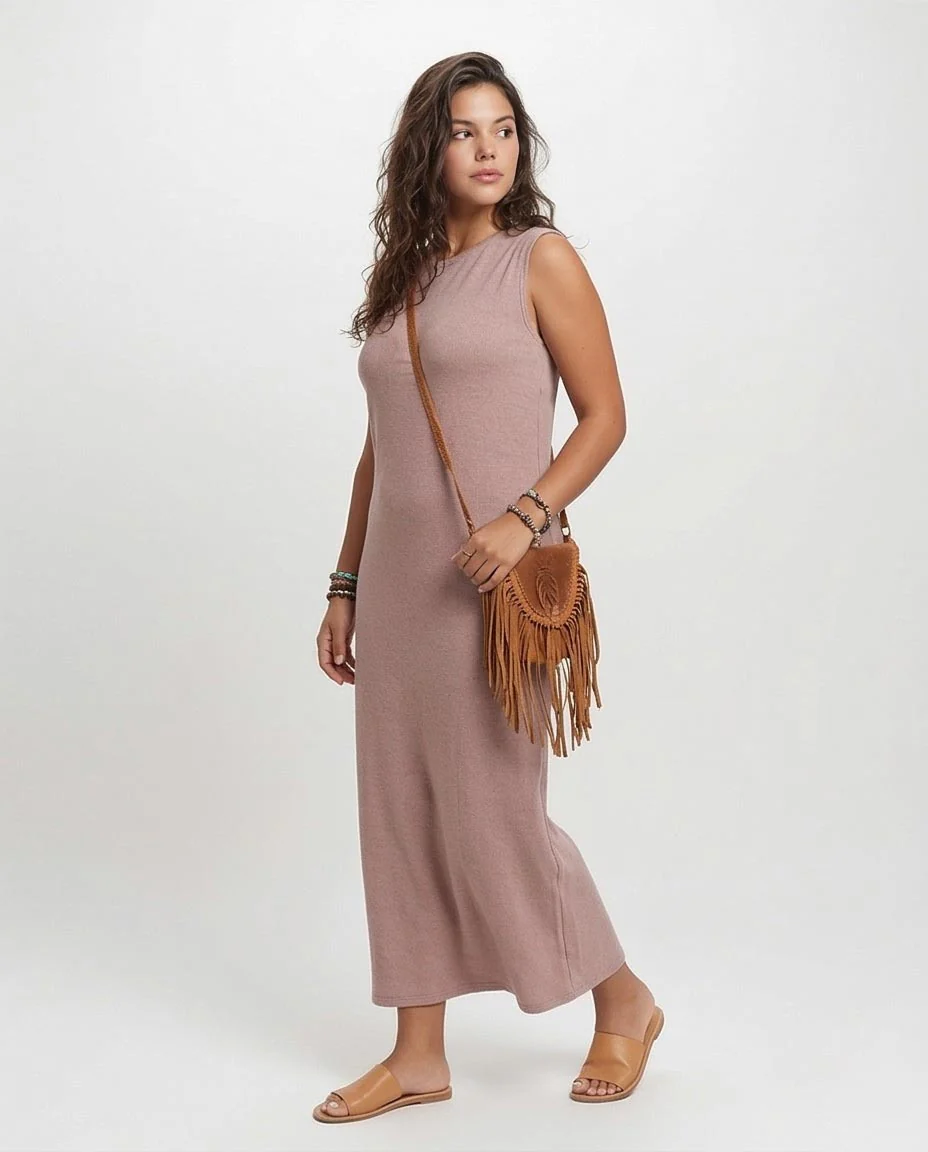 Ravin Women’s Sleeveless Knit Maxi Dress – Dusty Rose - O204389 - Image 3