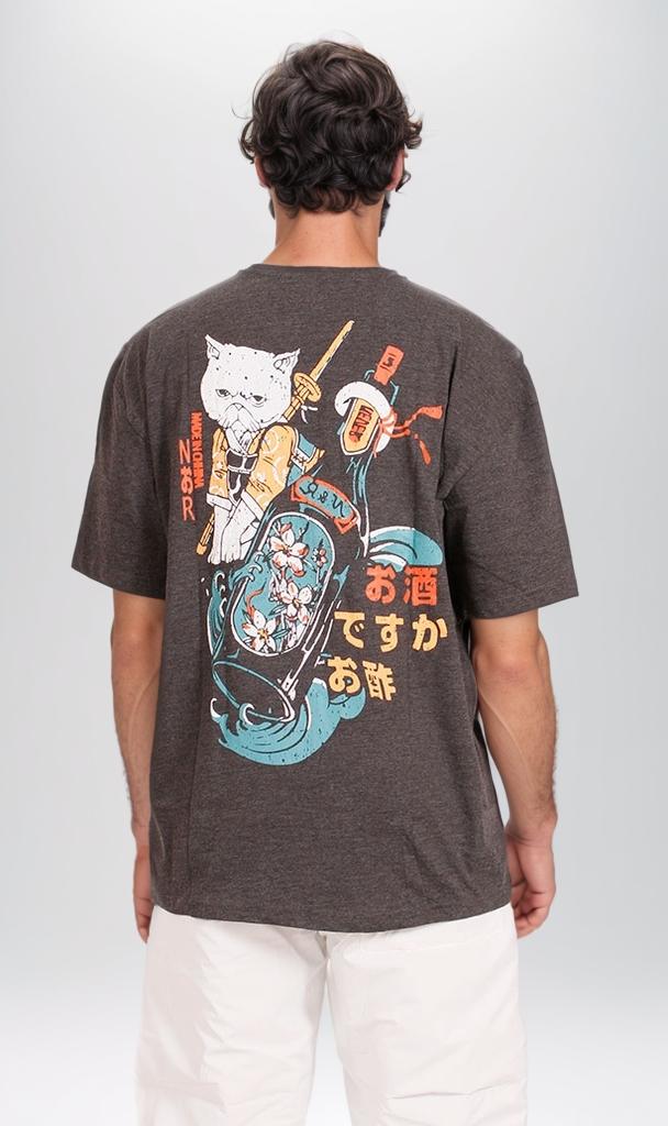 R204518 - Japanese Art Graphic T-Shirt – Charcoal Grey - Image 2