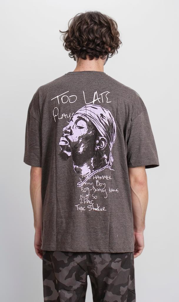 R204519 - Graphic Printed Oversized T-Shirt - Charcoal Grey - Image 2