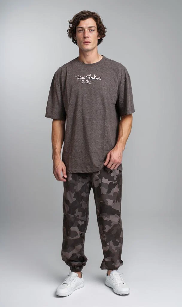 R204519 - Graphic Printed Oversized T-Shirt - Charcoal Grey - Image 4