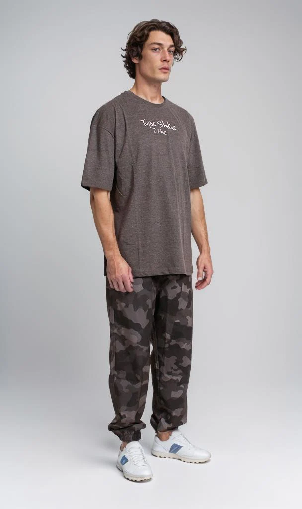 R204519 - Graphic Printed Oversized T-Shirt - Charcoal Grey - Image 5