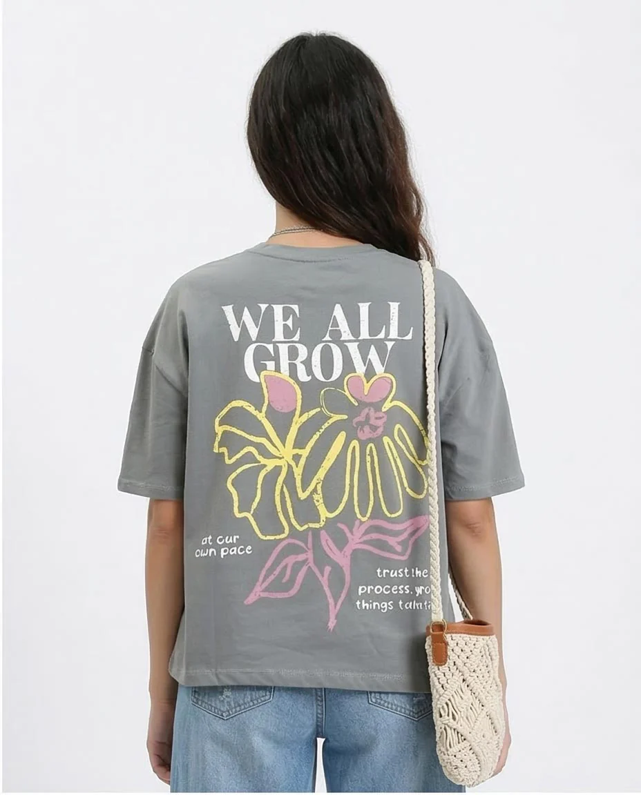 Ravin | "We All Grow" Oversized Graphic T-Shirt – Slate Grey - R204528 - Image 2