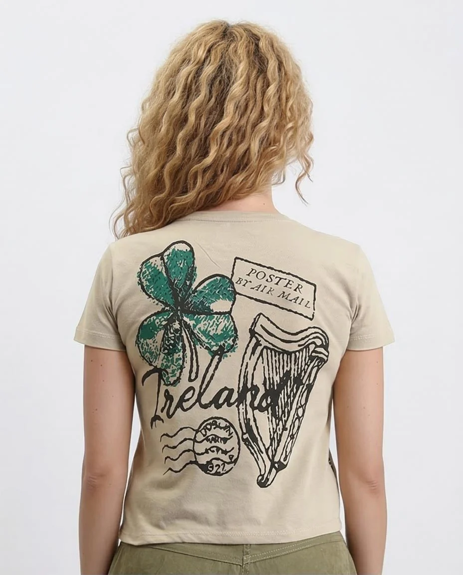 Ravin Vintage Postcard "Ireland" Graphic T-Shirt – Sand - R204534 - Image 2