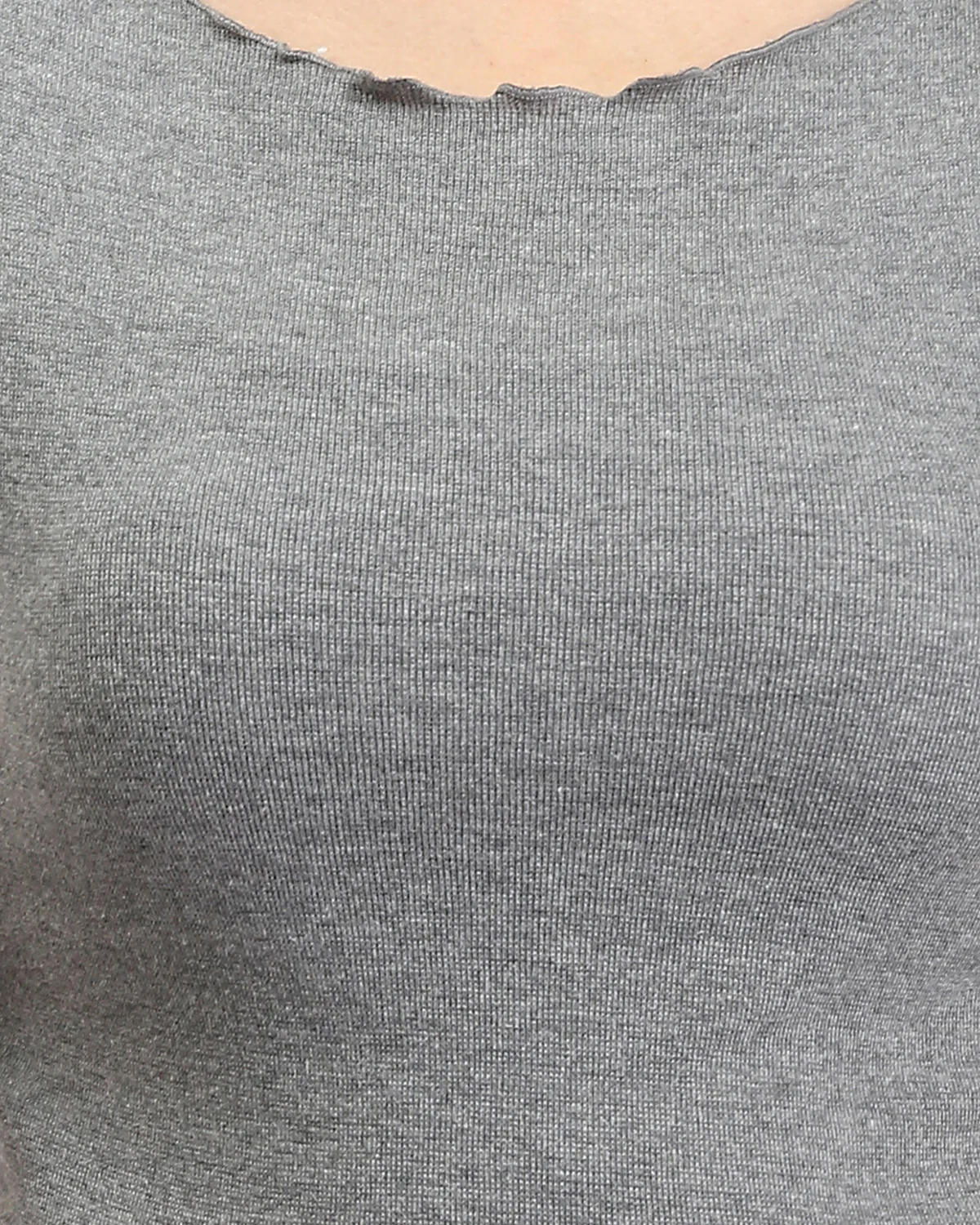 Ravin Women's Metallic Lettuce-Edge Ribbed Tee – Heather Grey - R204538 - Image 4