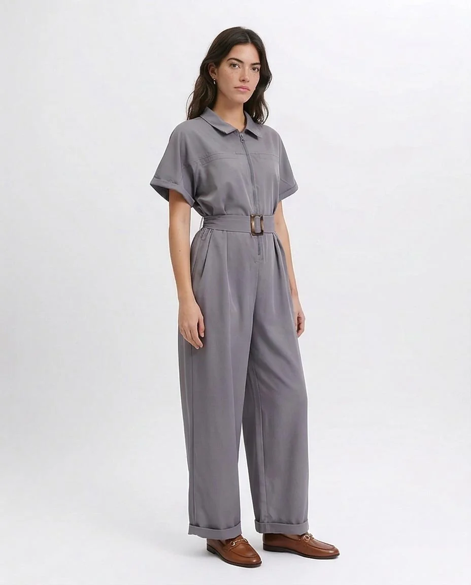 Ravin Utility Wide-Leg Jumpsuit with Tortoise Belt - R204587 - Image 4