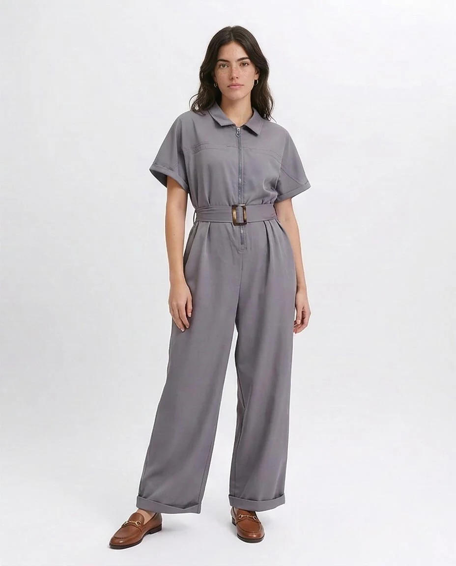 Ravin Utility Wide-Leg Jumpsuit with Tortoise Belt - R204587 - Image 5